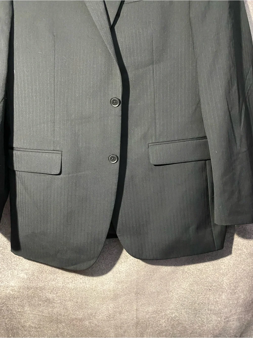 Michael Strahan Collection Men Black Pinstripe Suit Jacket Blazer 40L Wool